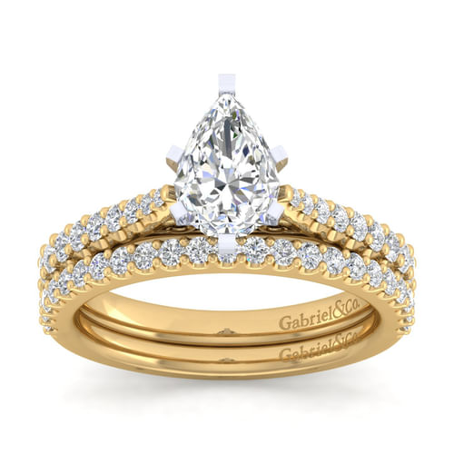 14K White-Yellow Gold Pear Shape Diamond Engagement Ring
