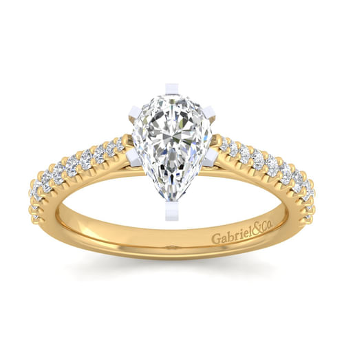 14K White-Yellow Gold Pear Shape Diamond Engagement Ring