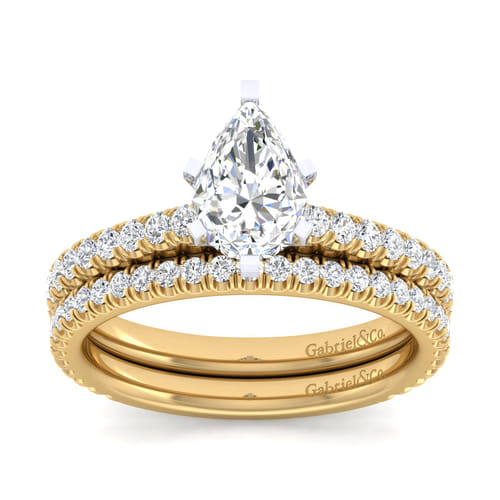 14K White-Yellow Gold Pear Shape Diamond Engagement Ring 14K White-Yellow Gold Pear Shape Diamond Engagement Ring