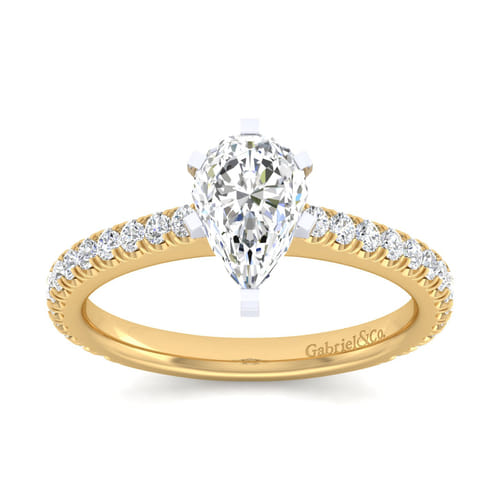 14K White-Yellow Gold Pear Shape Diamond Engagement Ring 14K White-Yellow Gold Pear Shape Diamond Engagement Ring