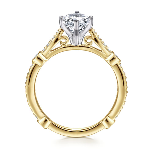 14K White-Yellow Gold Pear Shape Diamond Engagement Ring