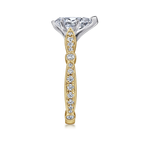 14K White-Yellow Gold Pear Shape Diamond Engagement Ring
