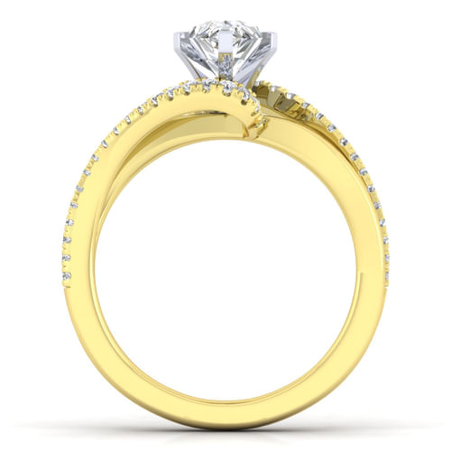 14K White-Yellow Gold Pear Shape Diamond Engagement Ring