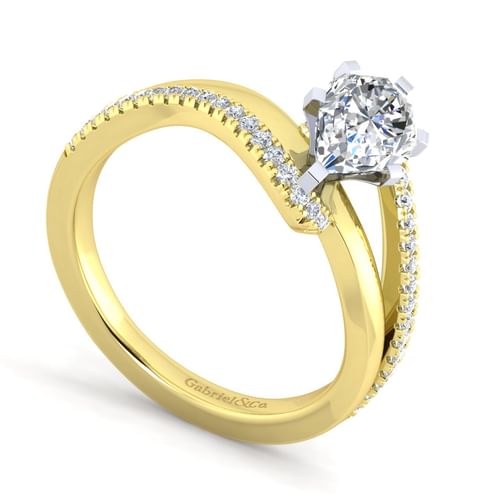 14K White-Yellow Gold Pear Shape Diamond Engagement Ring