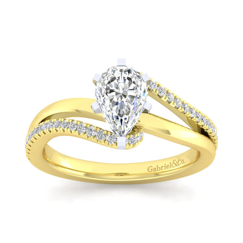 14K White-Yellow Gold Pear Shape Diamond Engagement Ring