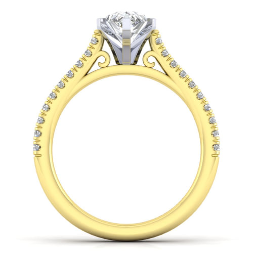 14K White-Yellow Gold Pear Shape Diamond Engagement Ring