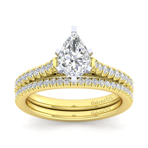 14K White-Yellow Gold Pear Shape Diamond Engagement Ring