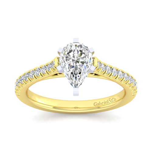 14K White-Yellow Gold Pear Shape Diamond Engagement Ring