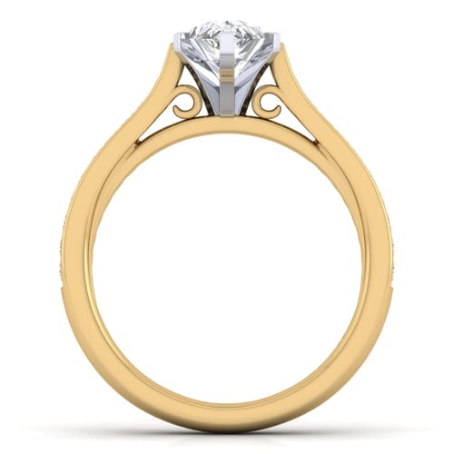 14K White-Yellow Gold Pear Shape Diamond Engagement Ring