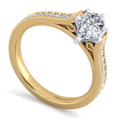 14K White-Yellow Gold Pear Shape Diamond Engagement Ring