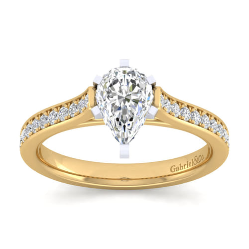 14K White-Yellow Gold Pear Shape Diamond Engagement Ring