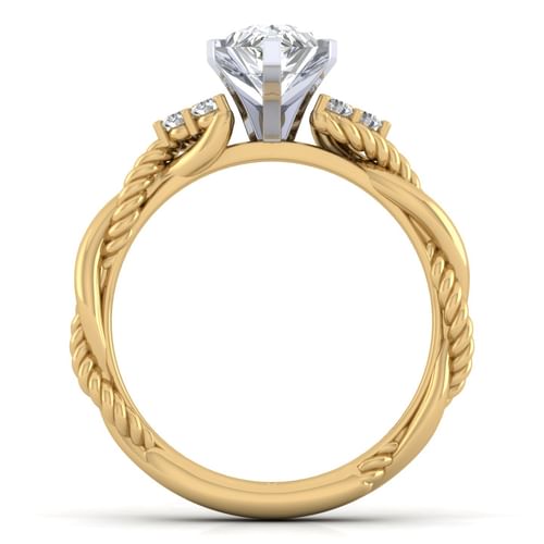 14K White-Yellow Gold Pear Shape Diamond Engagement Ring