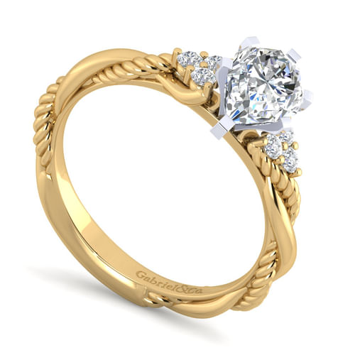 14K White-Yellow Gold Pear Shape Diamond Engagement Ring