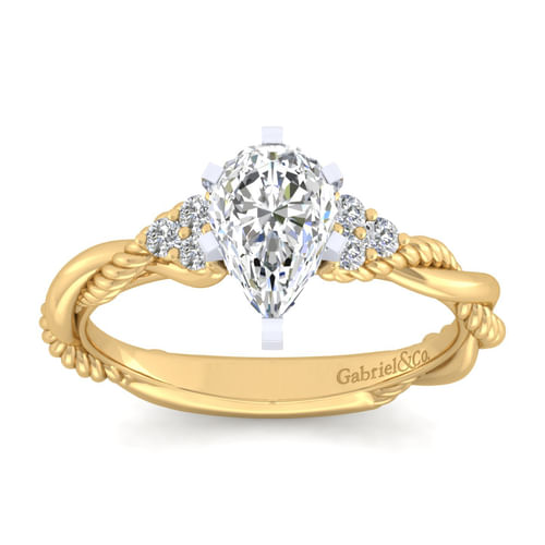 14K White-Yellow Gold Pear Shape Diamond Engagement Ring