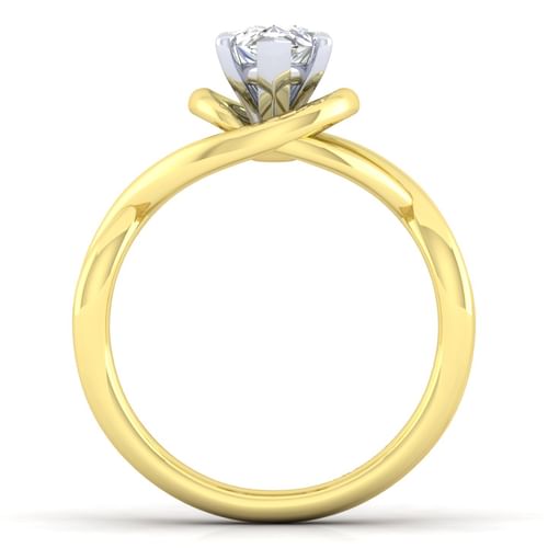 14K White-Yellow Gold Pear Shape Diamond Engagement Ring