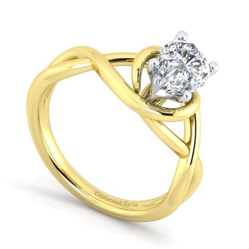 14K White-Yellow Gold Pear Shape Diamond Engagement Ring