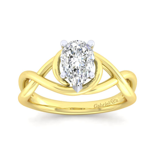 14K White-Yellow Gold Pear Shape Diamond Engagement Ring