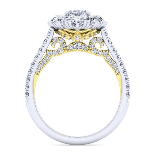 14K White-Yellow Gold Pear Shape Double Halo Diamond Engagement Ring 14K White-Yellow Gold Pear Shape Double Halo Diamond Engagement Ring