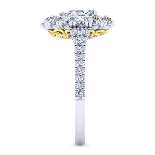 14K White-Yellow Gold Pear Shape Double Halo Diamond Engagement Ring 14K White-Yellow Gold Pear Shape Double Halo Diamond Engagement Ring