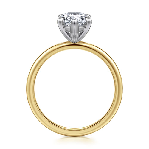 14K White-Yellow Gold Pear Shape Solitaire Diamond Engagement Ring