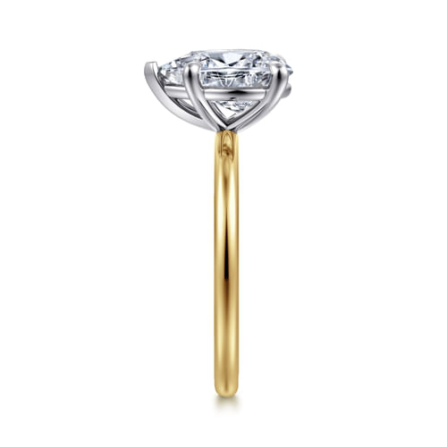 14K White-Yellow Gold Pear Shape Solitaire Diamond Engagement Ring
