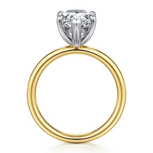 14K White-Yellow Gold Pear Shape Solitaire Diamond Engagement Ring