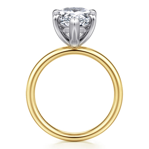 14K White-Yellow Gold Pear Shape Solitaire Diamond Engagement Ring