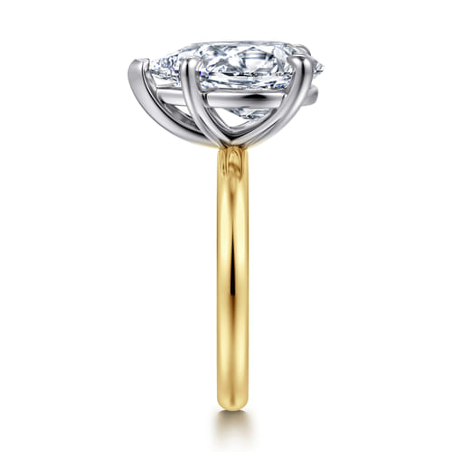 14K White-Yellow Gold Pear Shape Solitaire Diamond Engagement Ring