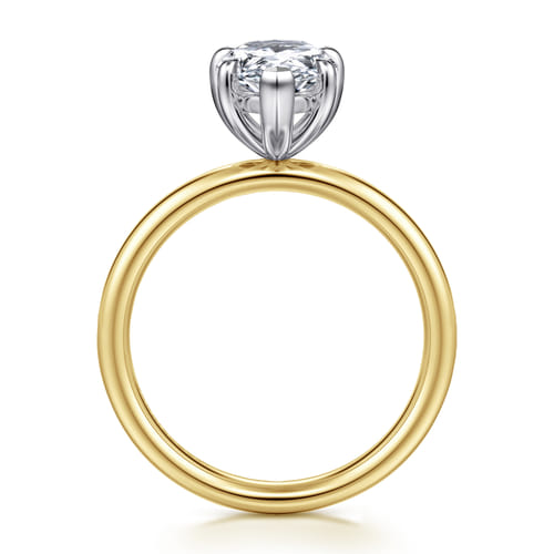 14K White-Yellow Gold Pear Shape Solitaire Diamond Engagement Ring