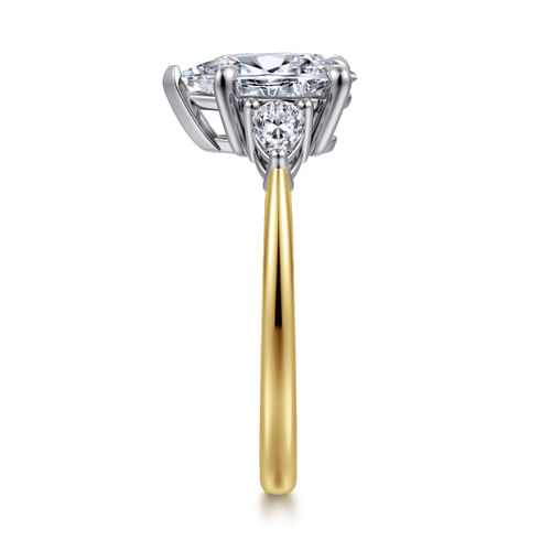 14K White-Yellow Gold Pear Shape Three Stone Diamond Engagement Ring