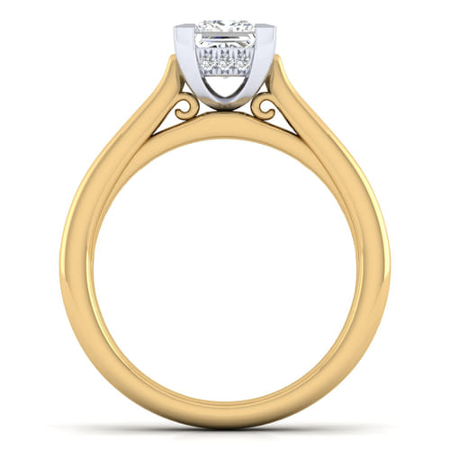 14K White-Yellow Gold Princess Cut Diamond Channel Set Engagement Ring 14K White-Yellow Gold Princess Cut Diamond Channel Set Engagement Ring