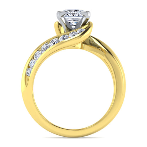 14K White-Yellow Gold Princess Cut Diamond Channel Set Engagement Ring