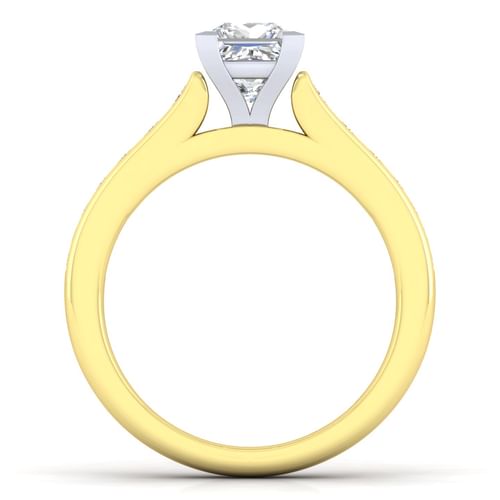 14K White-Yellow Gold Princess Cut Diamond Channel Set Engagement Ring