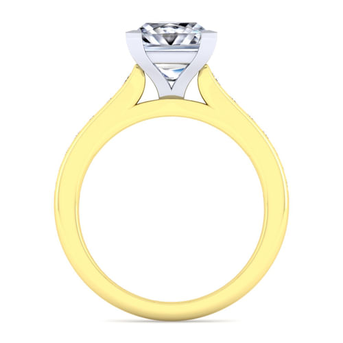 14K White-Yellow Gold Princess Cut Diamond Channel Set Engagement Ring