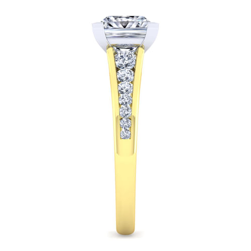 14K White-Yellow Gold Princess Cut Diamond Channel Set Engagement Ring