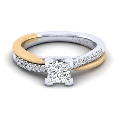 14K White-Yellow Gold Princess Cut Diamond Engagement Ring 14K White-Yellow Gold Princess Cut Diamond Engagement Ring