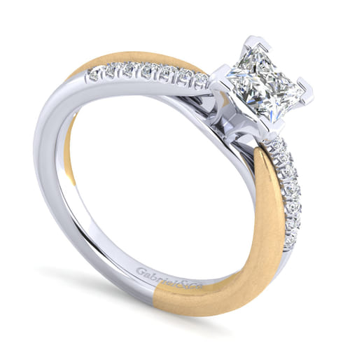 14K White-Yellow Gold Princess Cut Diamond Engagement Ring 14K White-Yellow Gold Princess Cut Diamond Engagement Ring
