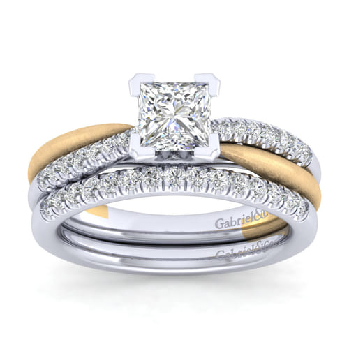 14K White-Yellow Gold Princess Cut Diamond Engagement Ring 14K White-Yellow Gold Princess Cut Diamond Engagement Ring