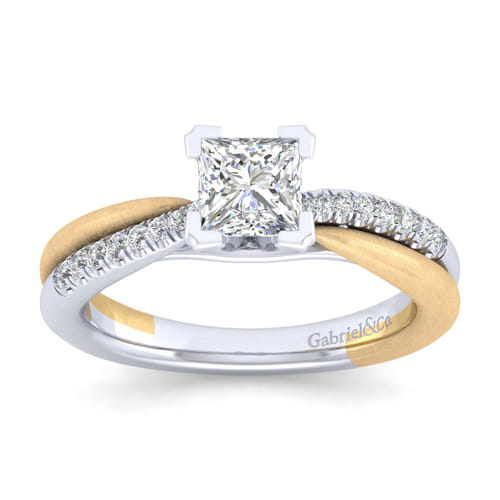14K White-Yellow Gold Princess Cut Diamond Engagement Ring 14K White-Yellow Gold Princess Cut Diamond Engagement Ring