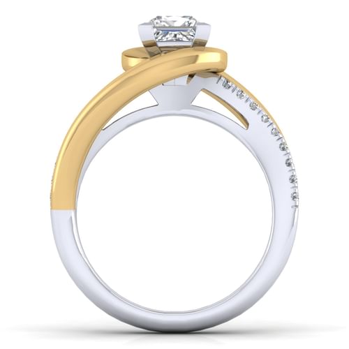 14K White-Yellow Gold Princess Cut Diamond Engagement Ring