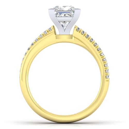14K White-Yellow Gold Princess Cut Diamond Engagement Ring