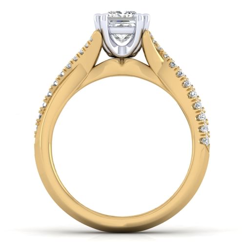 14K White-Yellow Gold Princess Cut Diamond Engagement Ring