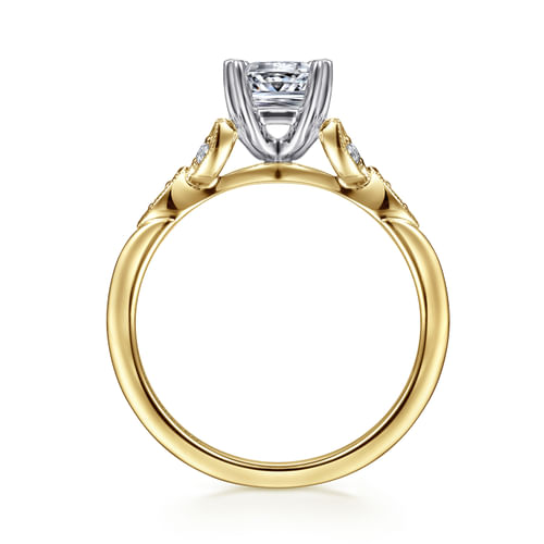 14K White-Yellow Gold Princess Cut Diamond Engagement Ring