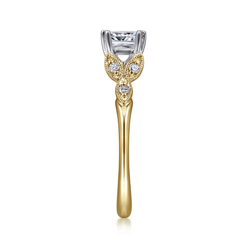 14K White-Yellow Gold Princess Cut Diamond Engagement Ring