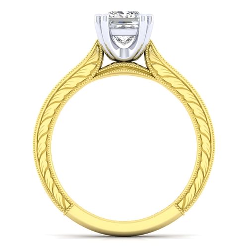 14K White-Yellow Gold Princess Cut Diamond Engagement Ring
