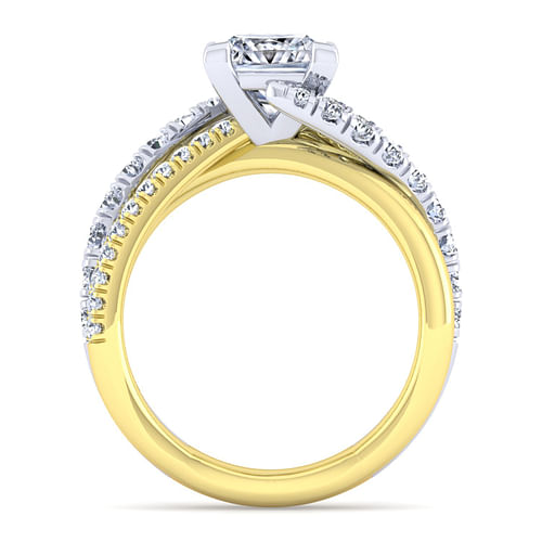 14K White-Yellow Gold Princess Cut Diamond Engagement Ring