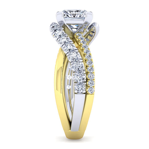 14K White-Yellow Gold Princess Cut Diamond Engagement Ring