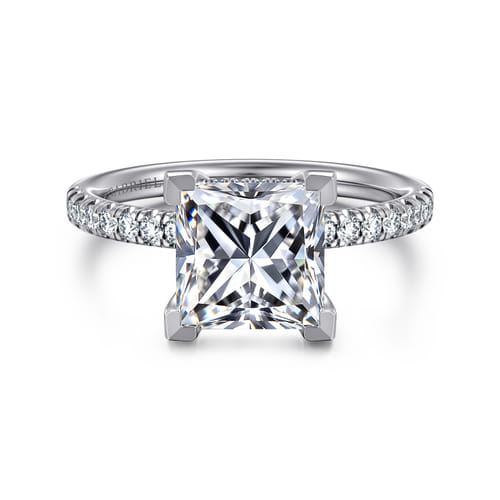 14K White-Yellow Gold Princess Cut Diamond Engagement Ring