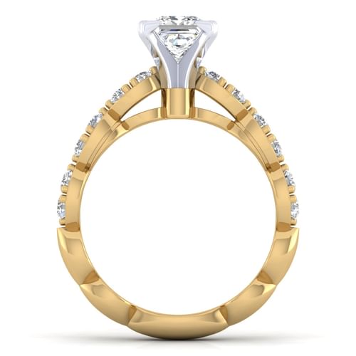 14K White-Yellow Gold Princess Cut Diamond Engagement Ring