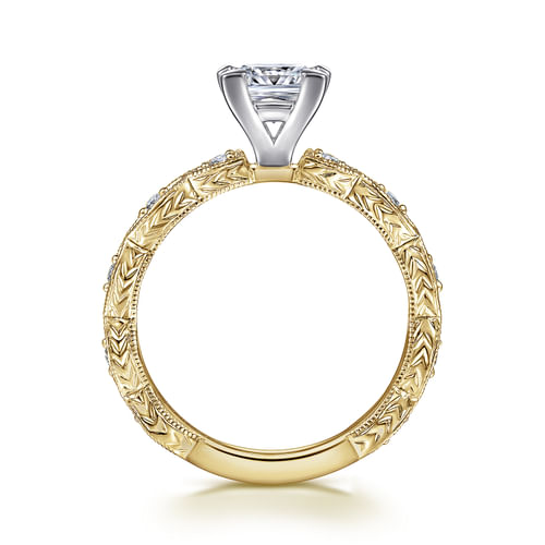 14K White-Yellow Gold Princess Cut Diamond Engagement Ring